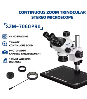 SOPTOP SZM-7060 PRO Continuous Zoom Trinocular Stereo Microscope 7-60X
