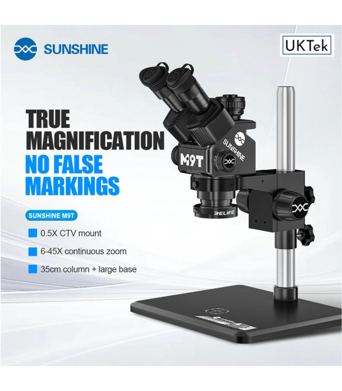 SUNSHINE M9T-B11 Trinocular Microscope 6-45X Zoom 0.5CTV Interface Black colour