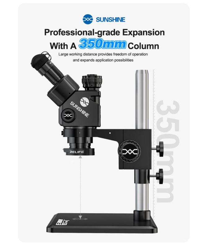 SUNSHINE M9T-B11 Trinocular Microscope 6-45X Zoom 0.5CTV Interface Black colour