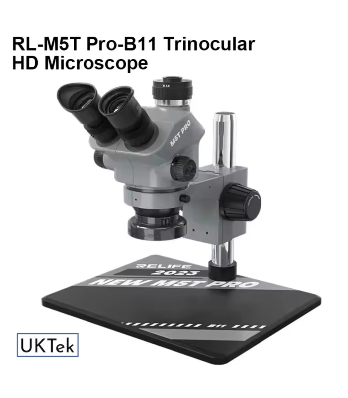 Relife RL-M5T Pro-B11 Trinocular HD Stereo Microscope 7-50 Zoom Grey colour