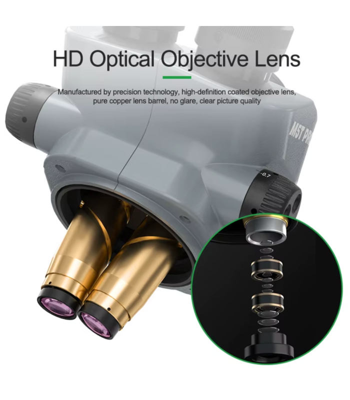 Relife RL-M5T Pro-B11 Trinocular HD Stereo Microscope 7-50 Zoom Grey colour