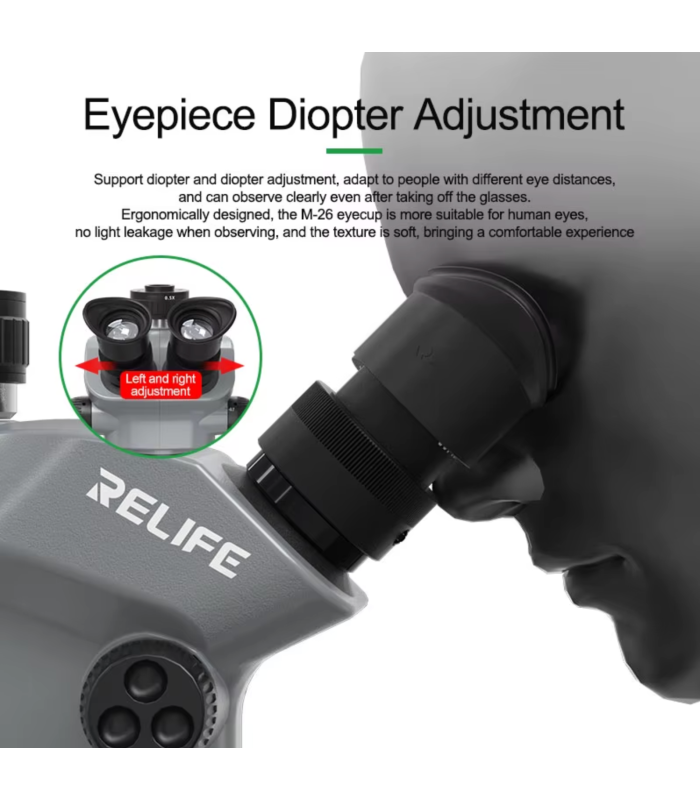 Relife RL-M5T Pro-B11 Trinocular HD Stereo Microscope 7-50 Zoom Grey colour