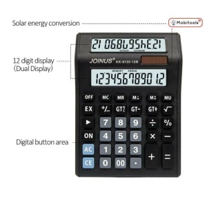 Large Dual Double DISPLAY solar CALCULATOR EASY PRESS