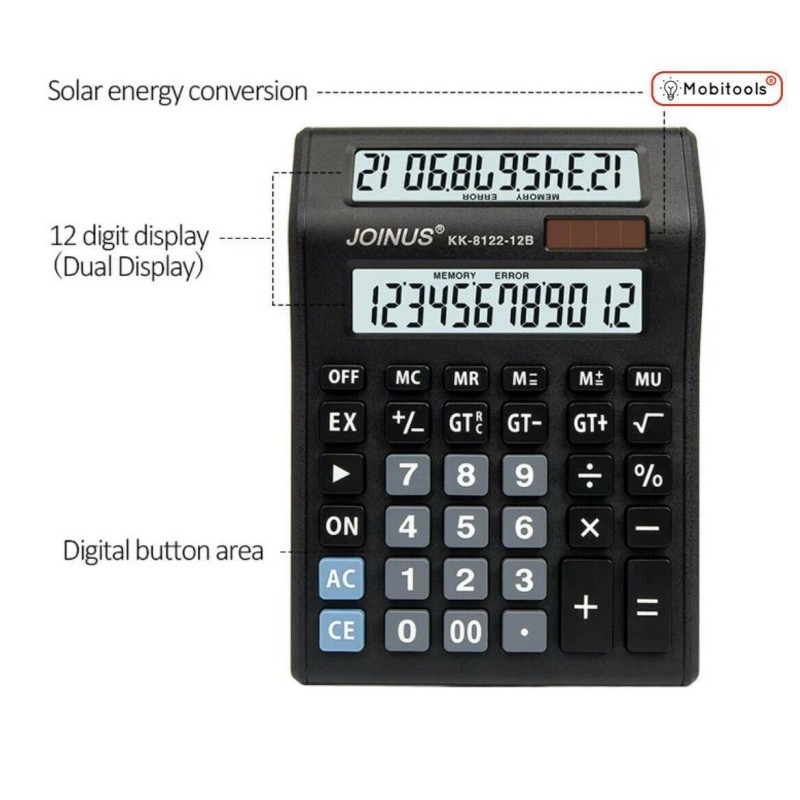 Large Dual Double DISPLAY solar CALCULATOR EASY PRESS Large Dual Double DISPLAY solar CALCULATOR EASY PRESS