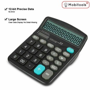 12 Digit Desk Calculator Large Buttons Solar Desktop Battery Office
