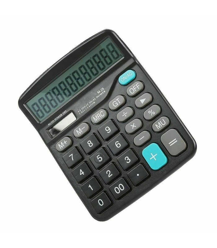 12 Digit Desk Calculator Large Buttons Solar Desktop Battery Office
