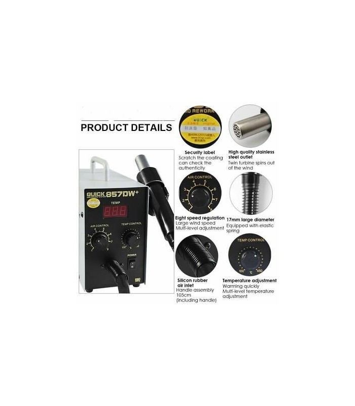 QUICK 857DW+ 580W SMD Soldering Rework Station