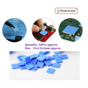 50Pcs 12x12x2mm GPU CPU Heatsink Thermal Conductive Blue Silicone Pads