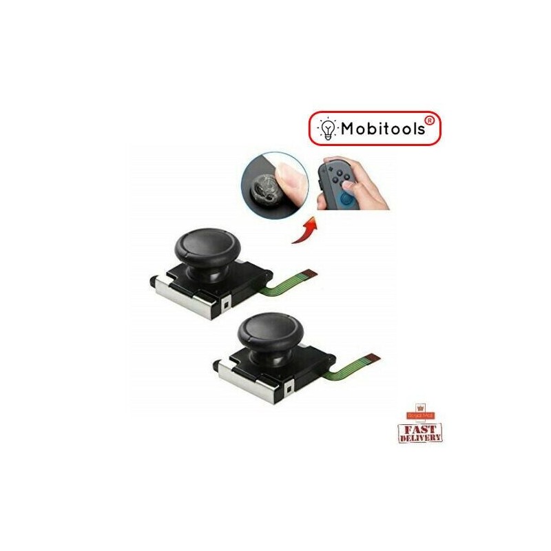 Black Nintendo Switch Console Joystick Thumb Analog Stick 3D Joy-Con X 2