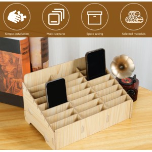 24 Slots Mobile Phone Storage Box Compartment Holder Shop Store Display Plywood Retail