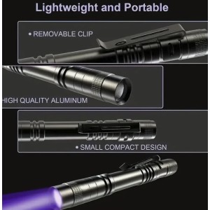 395nm 8.8cm UV Black Light Flashlight Pen Torch Detection Lamp Flash UV Torch