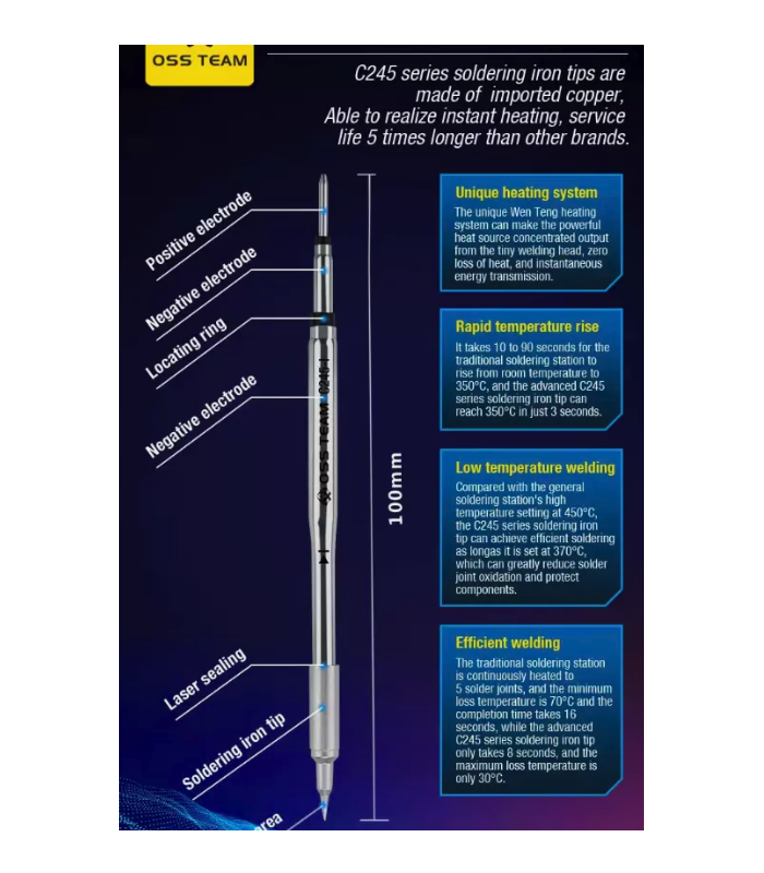 4pcs C245 Series Soldering Iron Tip for JBC OSS Soldering Station T245 Handle