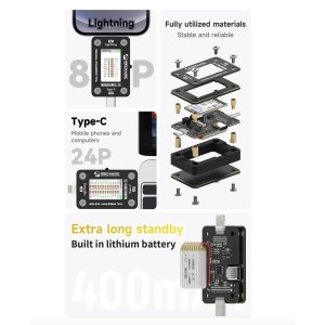 Mechanic T824 SE Mobile Phone Tail Insertion Detector Automatic Tail Plug Tester For Lightning  / Type-C