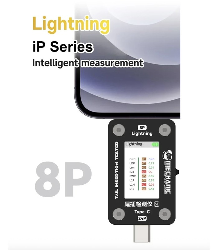 Mechanic T824 SE Mobile Phone Tail Insertion Detector Plug Tester Lightning Type-C