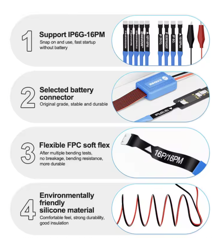 SUNSHINE SS-905K IPhone 6 to 16 Series Power Cable Flexible