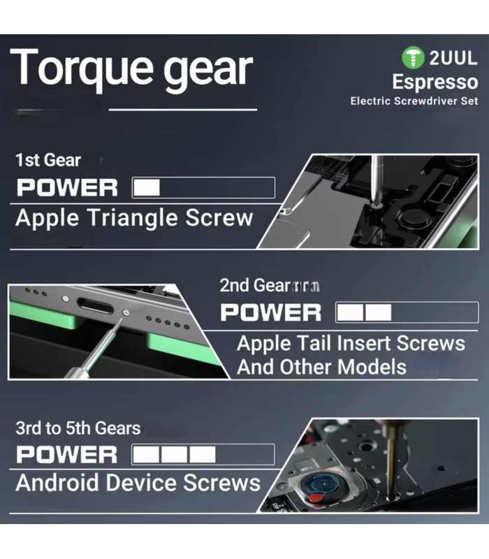 2UUL SD11 Espresso Electric Screwdriver Set Portable Adjustable 5 Speed Torque