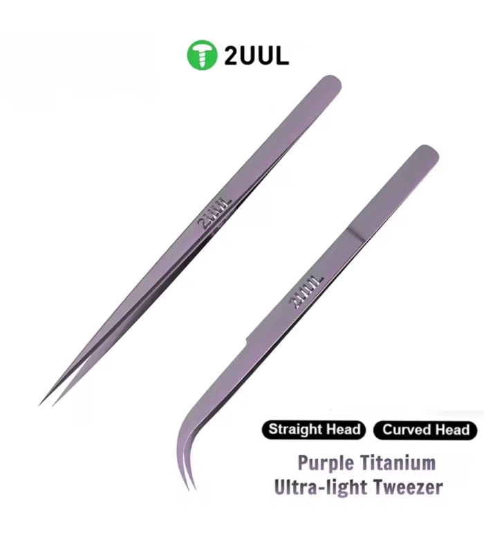2UUL Ti22 Titan Curved Head purple ESD Titanium Alloy Ultra Precision Tweezer