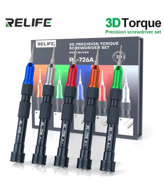 RELIFE RL-726A 3D Torque Precision 5 Piece Screwdriver Set Phone Repair Tool