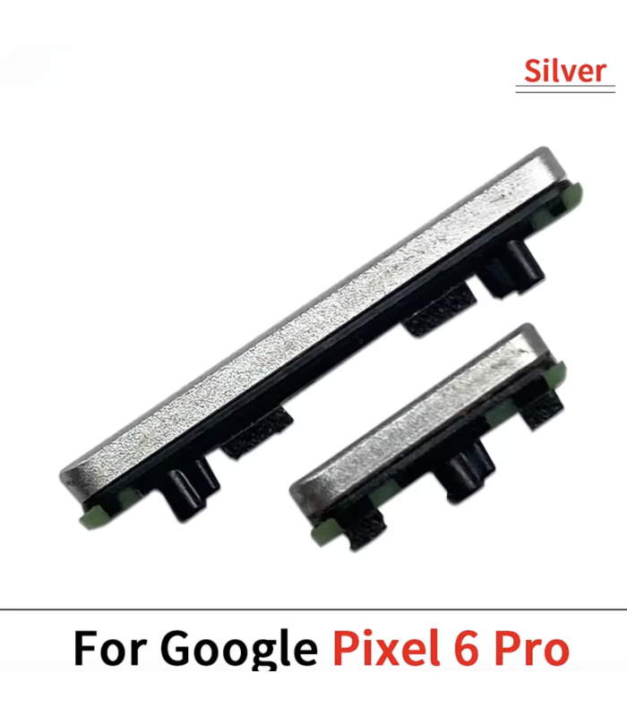 For Google Pixel 6 Pro Silver Side External Power Key Set Volume Up Down Buttons
