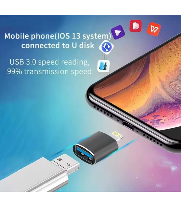 USB 3.0 Female Connector for iPad Max Pro Plus iPhone OTG Adapter IOS 8 Pin -UK