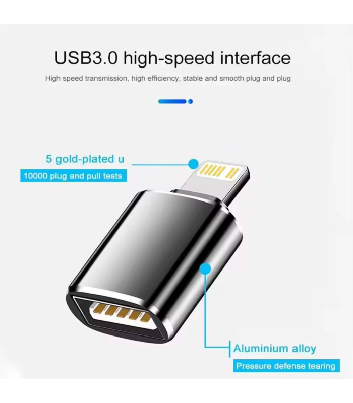 USB 3.0 Female Connector for iPad Max Pro Plus iPhone OTG Adapter IOS 8 Pin -UK