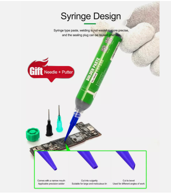 ReLife RL-403s 35g 10cc Low Melt Leaded Solder Paste 183°C Melting Point Full Kit