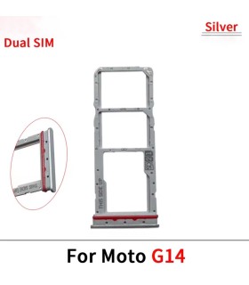 Motorola Moto G14 Silver Sim Card Tray Replacement Dual Simcard Holder