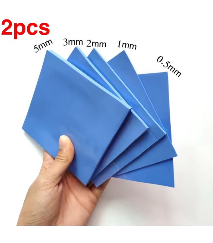 2 PCS SILICONE Blue Thermal Pad 100 x 100 x 1.0 mm thick 6 W/mK Heat Sink