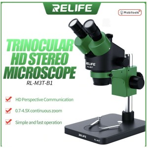 RELIFE RL-M3T-B1 Trinocular Stereo Microscope 7X-45X Zoom