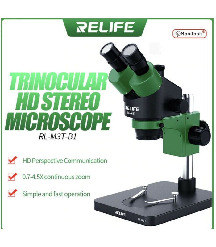 RELIFE RL-M3T-B1 Trinocular Stereo Microscope 7X-45X Zoom