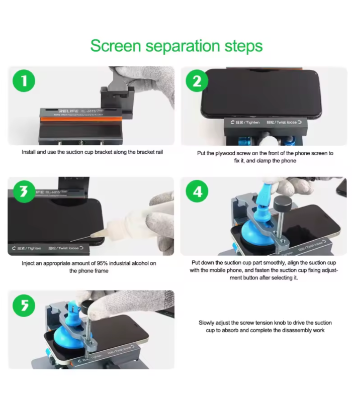 Relife RL-601s Plus 360 Degrees Holder iPhone phones Back Glass Removal Sucker