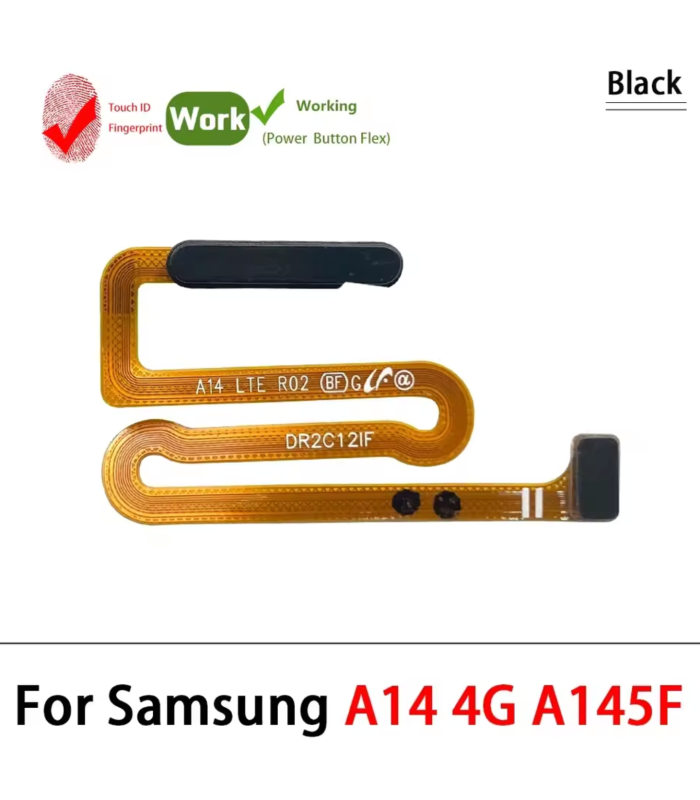 For Galaxy A14 4G SM-A145F Fingerprint Finger print Sensor Flex Cable - Black