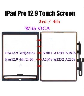 For Apple IPad Pro 12.9 3rd 4th gen Outer Glass touchpad touch digitiser Panel with OCA