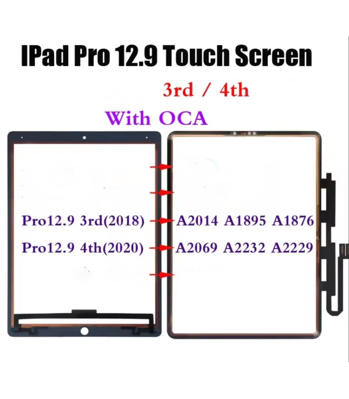 For Apple IPad Pro 12.9 3rd 4th gen Outer Glass touch digitiser Panel with OCA