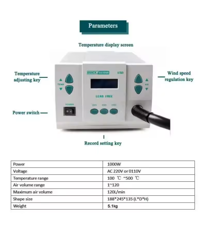 Quick 861 DW 861DW Hot Air Rework hot air Station 1000W SMD