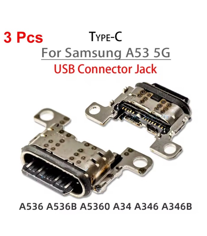 3 Pcs for Samsung Galaxy A53 A536B A536 USB Plug Connector Socket Charging Port