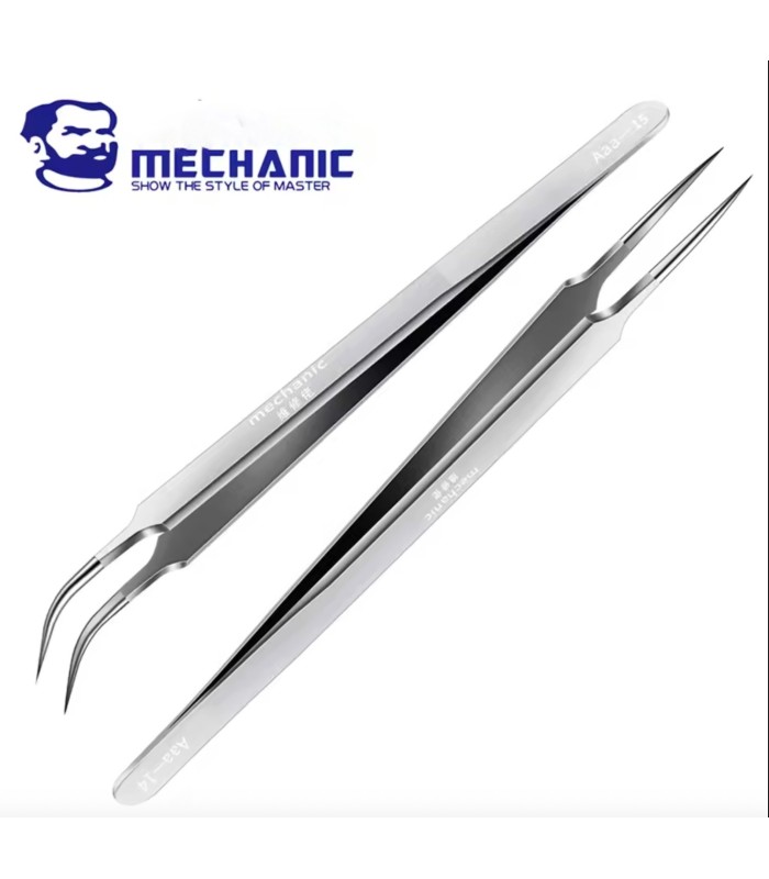 MECHANIC AAA-15 Curved Head ESD Stainless Steel Ultra Precision Tweezer Tool