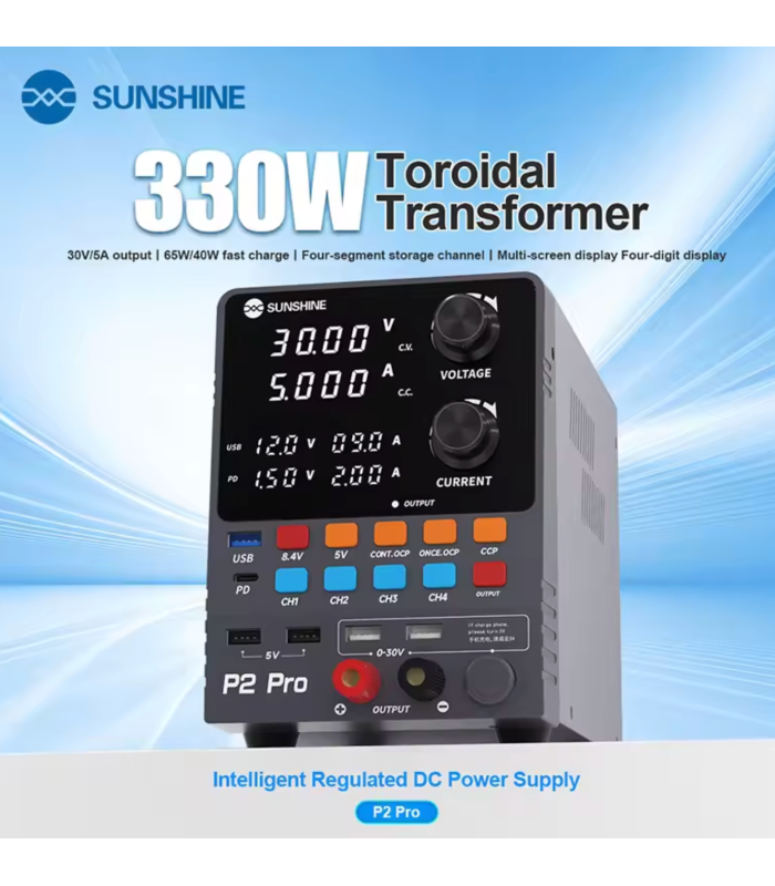 SUNSHINE P2 PRO Regulated DC Power Supply 30V 5A 265W Fast Charge USB