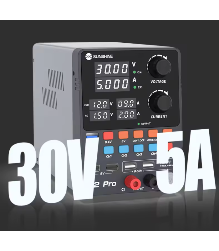 SUNSHINE P2 PRO Regulated DC Power Supply 30V 5A 265W Fast Charge USB