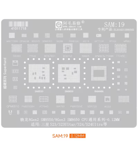 SAM:19 BGA Reballing Stencil For Samsung S23/24/Ultra snapdragon 8GEN2/3 SM3550