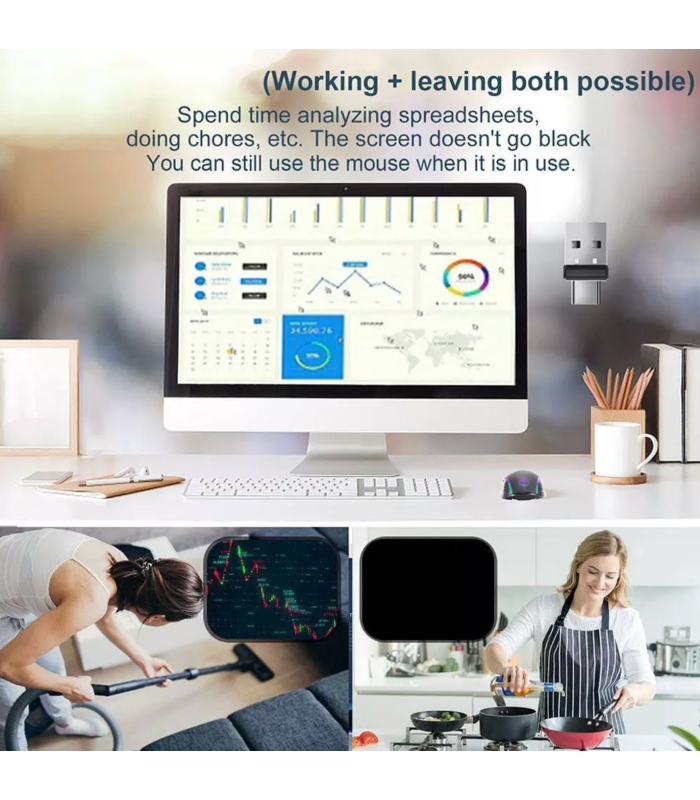 Mouse Jiggler Mover Wiggler Simulator Undetectable Discrete USB Windows Mac 2in1