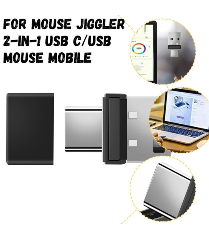 Mouse Jiggler Mover Wiggler Simulator Undetectable Discrete USB Windows Mac 2in1