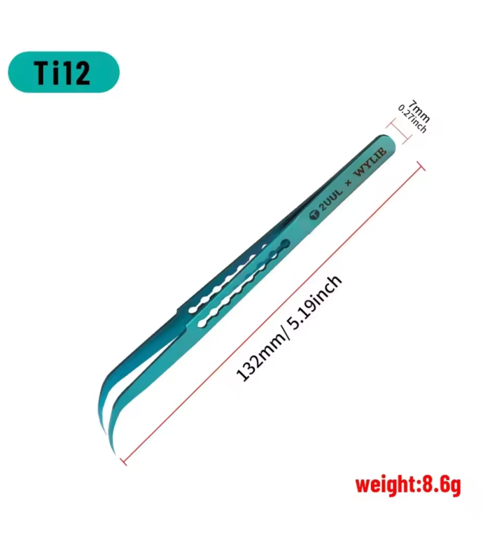 2UUL Titanium Alloy Ultralight Tweezer for Precise Phone Board Repair - curved