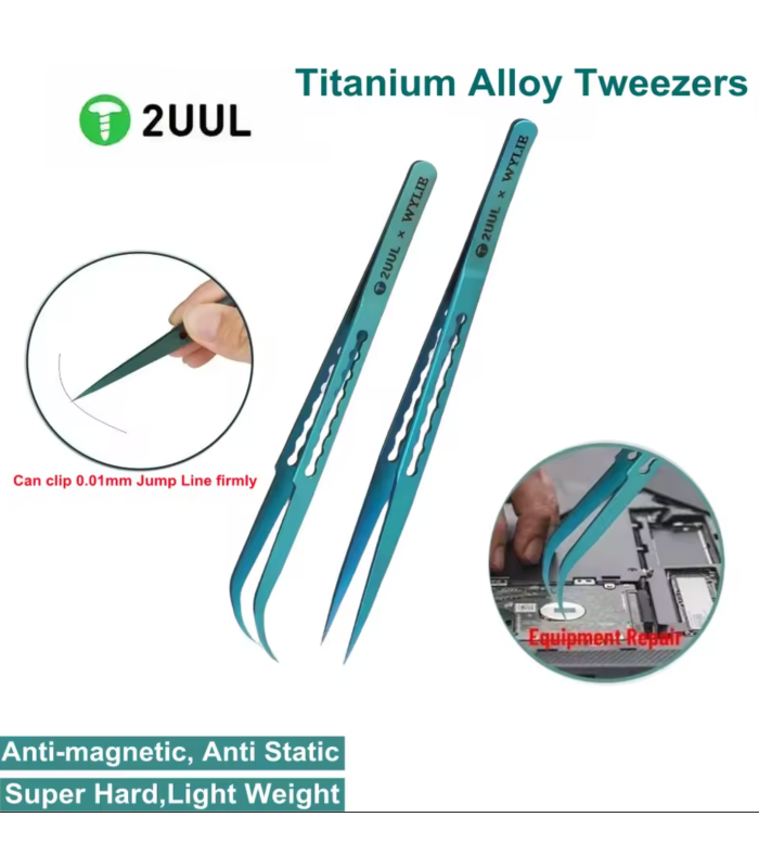 2UUL Titanium Alloy Ultralight Tweezer for Precise Phone Board Repair - curved