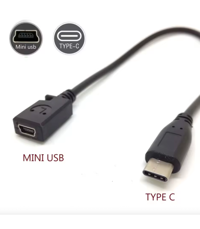 Mini USB Female to USB Type C Male Jack Plug Cable Adapter Converter Lead Cord