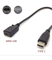 Mini USB Female to USB Type C Male Jack Plug Cable Adapter Converter Lead Cord