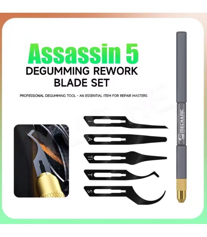 Mechanic Assassin 5 Degumming Glue Removal Tool Blade set Handle IC CPU