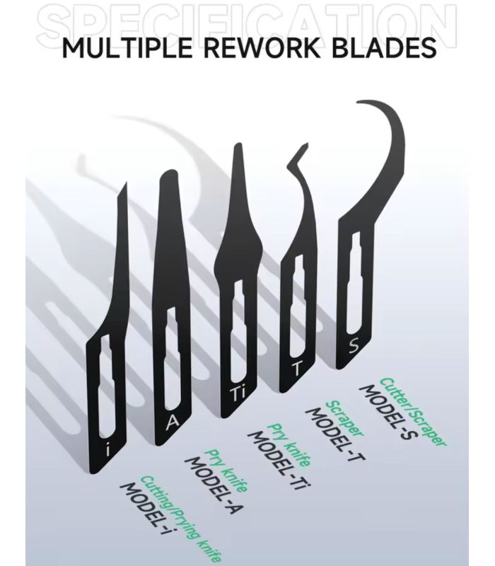 Mechanic Assassin 5 Degumming Glue Removal Tool Blade set Handle IC CPU