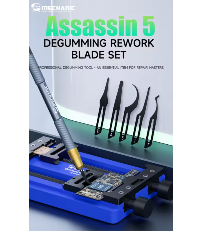 Mechanic Assassin 5 Degumming Glue Removal Tool Blade set Handle IC CPU