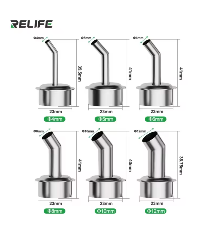 Set of Heat Nozzle Replacement for Quick 861 DW 861DW Rework Station 6 Pieces